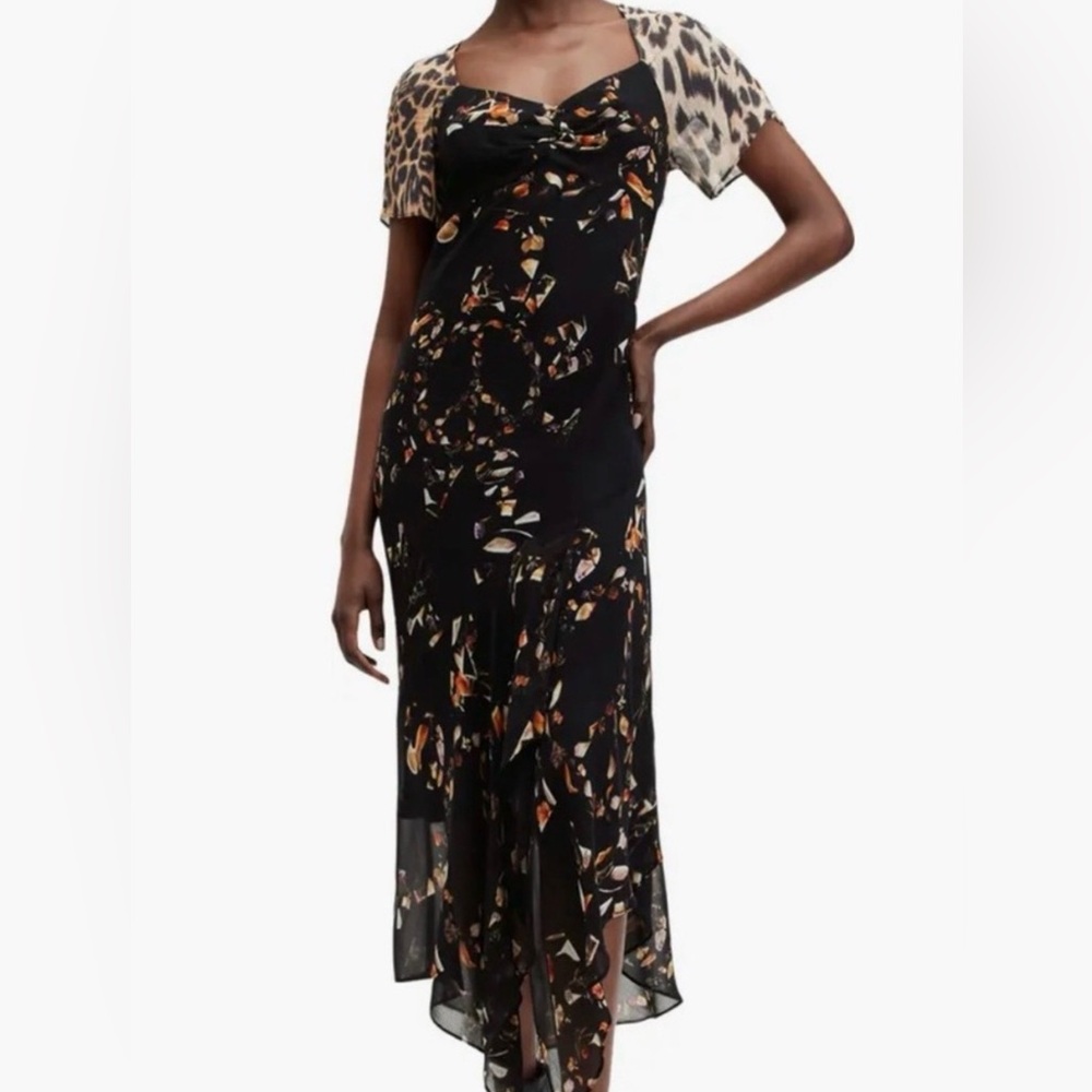 NWT AllSaints Leah Print leopard floral Maxi Dress size 2